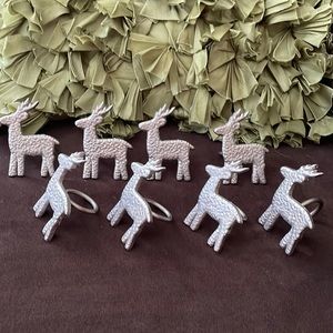 Silver metallic reindeer napkin rings (lot of 8)